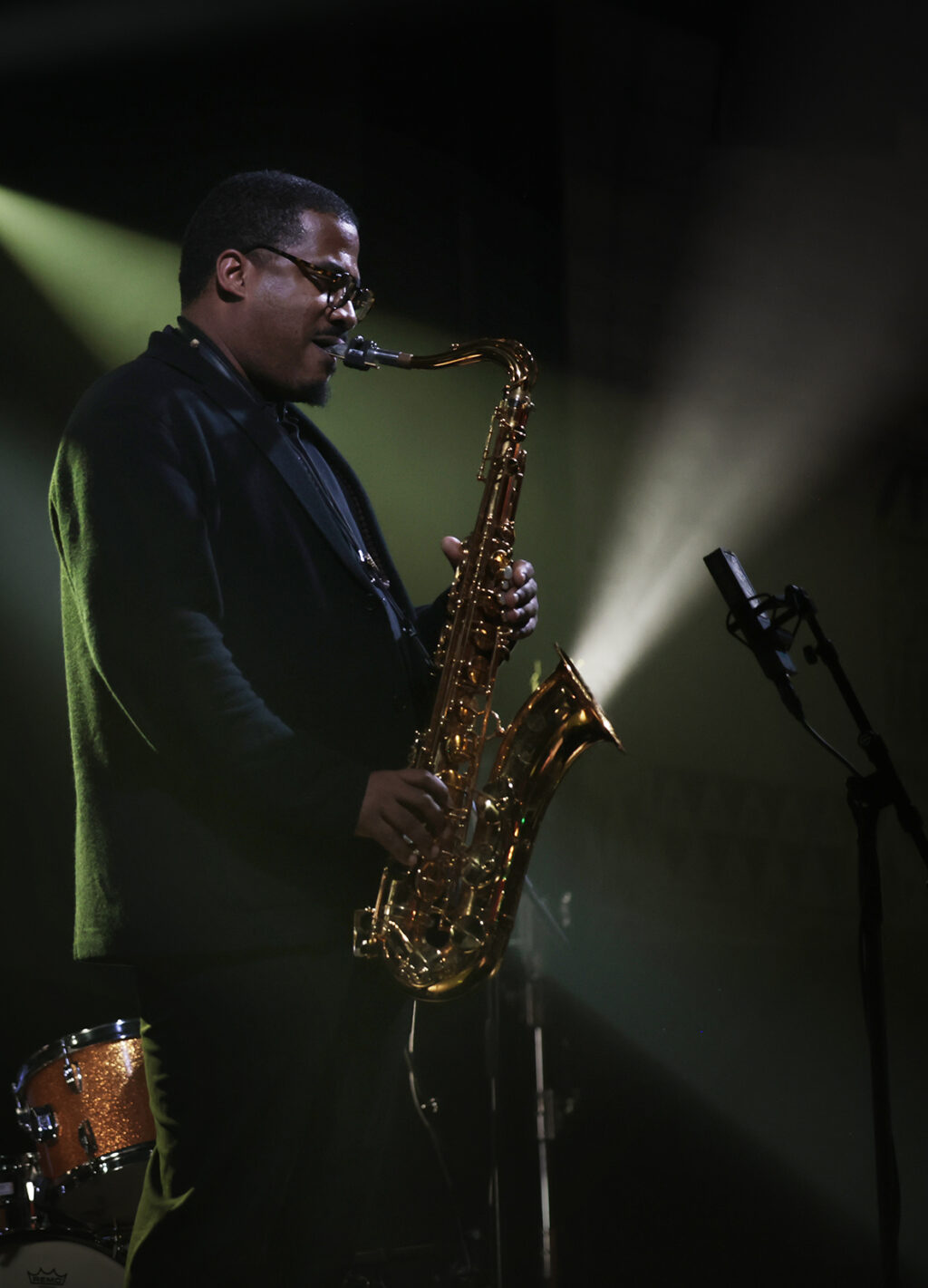 James Brandon Lewis Quartet is performing on the stage.