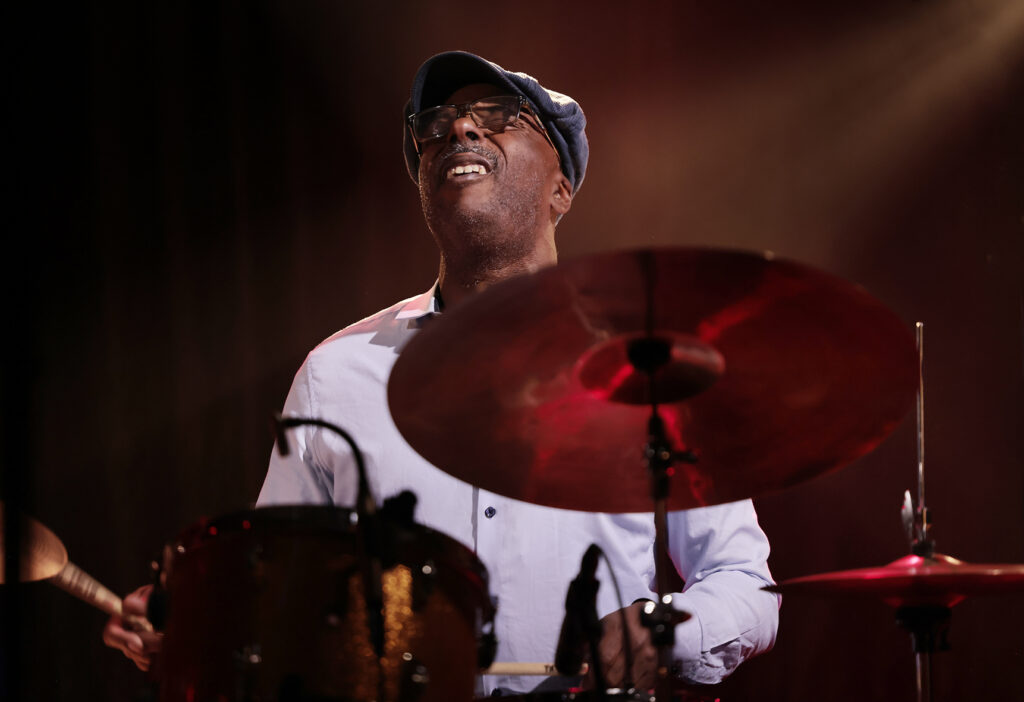 James Brandon Lewis Quartet is performing on the stage.