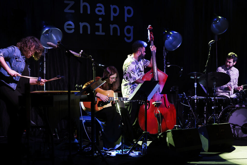 Mary Halvorson Amaryllis Sextet is performing on the stage.